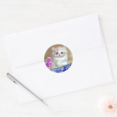White Kitten Illustratie Ronde Sticker (Envelop)