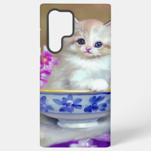White Kitten Illustratie Samsung Galaxy Hoesje