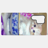 White Kitten Illustratie Samsung Galaxy Hoesje (Achterkant horizontaal)