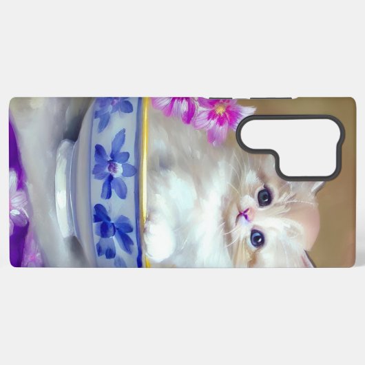 White Kitten Illustratie Samsung Galaxy Hoesje (Achterkant horizontaal)