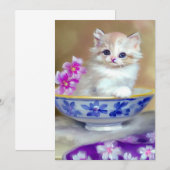 White Kitten Illustratie Save The Date (Voorkant / Achterkant)