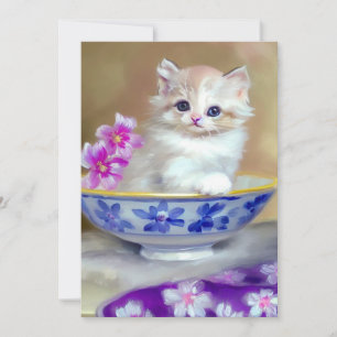 White Kitten Illustratie Save The Date