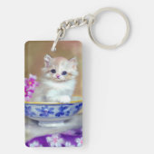  White Kitten Illustratie Sleutelhanger (achterkant)