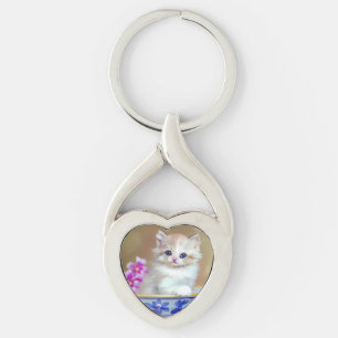 White Kitten Illustratie Sleutelhanger