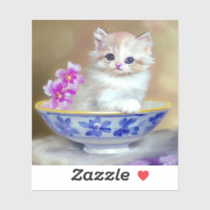 White Kitten Illustratie Sticker