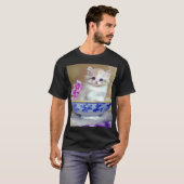  White Kitten Illustratie T-shirt (Voorkant volledig)