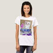  White Kitten Illustratie T-shirt (Voorkant volledig)