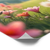 White Kitten in de Schilderachtig Fantasy Meadow Poster (Hoek)