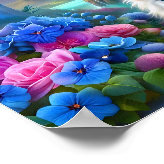 White Kitten in het Magische Fantasy Koninkrijk Poster (Hoek)