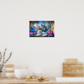 White Kitten in het Magische Fantasy Koninkrijk Poster (Keuken)