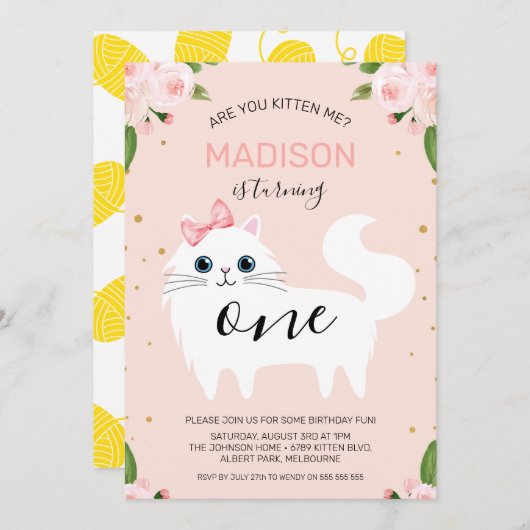 White Kitten is je die me uitnodigt. Kaart (Voorkant / Achterkant)