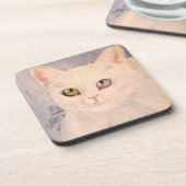 White Kitten met Blue Eye en Green Eye Beverage Bier Onderzetter (Linkerzijde)