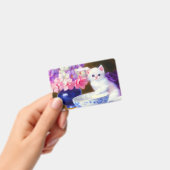  White Kitten met Paars lintje Badge (Handheld)