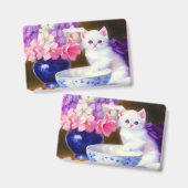  White Kitten met Paars lintje Badge (Voor- en achterkant)