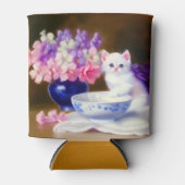  White Kitten met Paars lintje Blikjeskoeler (Voorkant)