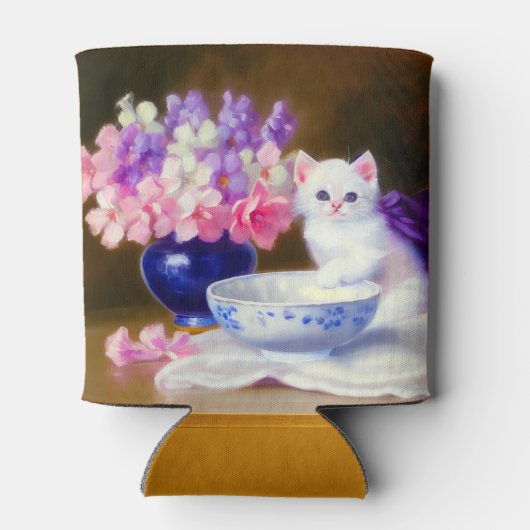  White Kitten met Paars lintje Blikjeskoeler (Achterkant)