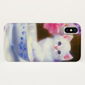  White Kitten met Paars lintje Case-Mate iPhone Case (Achterkant (horizontaal))