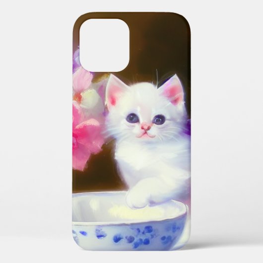  White Kitten met Paars lintje Case-Mate iPhone Case (Achterkant)