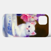  White Kitten met Paars lintje Case-Mate iPhone Case (Achterkant (horizontaal))
