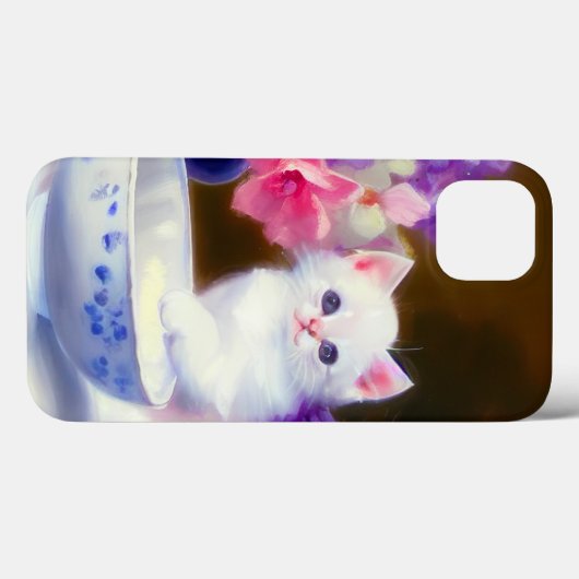  White Kitten met Paars lintje Case-Mate iPhone Case (Achterkant (horizontaal))