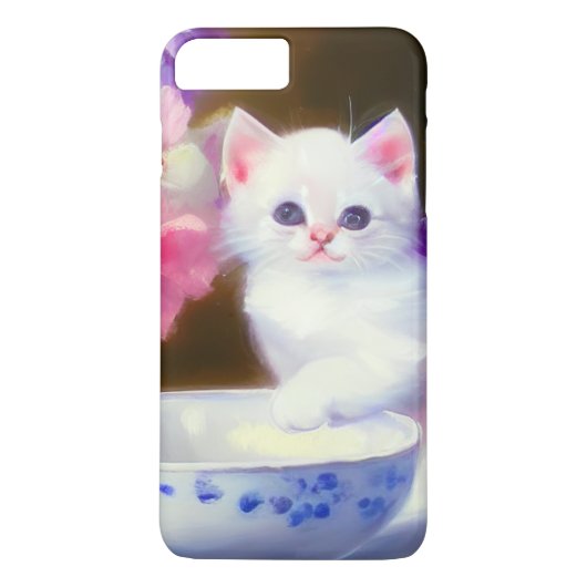 White Kitten met Paars lintje Case-Mate iPhone Case (Achterkant)