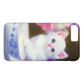 White Kitten met Paars lintje Case-Mate iPhone Case (Achterkant (Horizontaal))