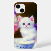 White Kitten met Paars lintje Case-Mate iPhone Case (Achterkant)
