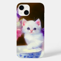  White Kitten met Paars lintje