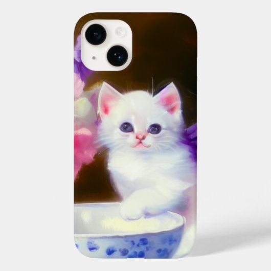  White Kitten met Paars lintje Case-Mate iPhone Case (Achterkant)