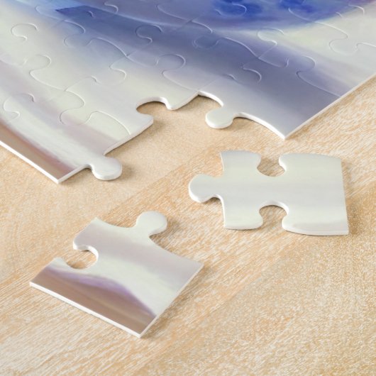 White Kitten met Paars lintje Legpuzzel (Zijkant)