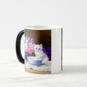 White Kitten met Paars lintje Magische Mok (Voorkant links)