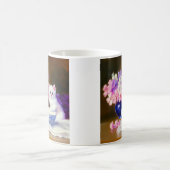 White Kitten met Paars lintje Magische Mok (Center)