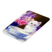  White Kitten met Paars lintje Magneet (Linkerzijde)