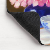 White Kitten met Paars lintje Muismat (Hoek)