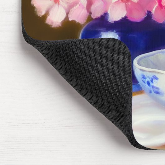  White Kitten met Paars lintje Muismat (Hoek)