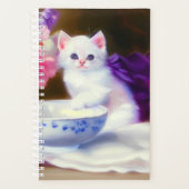  White Kitten met Paars lintje Planner (Voorkant)