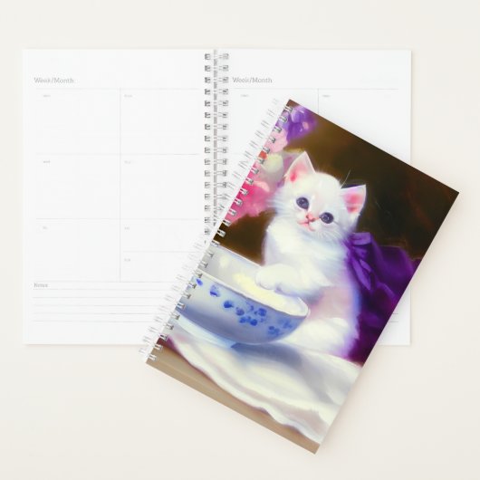  White Kitten met Paars lintje Planner (Display)