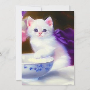 White Kitten met Paars lintje Save The Date