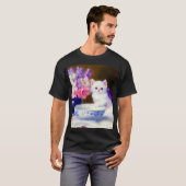  White Kitten met Paars lintje T-shirt (Voorkant volledig)