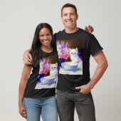  White Kitten met Paars lintje T-shirt (Unisex)