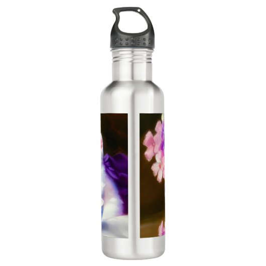  White Kitten met Paars lintje Waterfles (Achterkant)