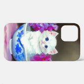  White Kitten met roze bloemen Case-Mate iPhone Case (Achterkant (horizontaal))