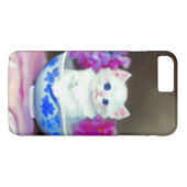 White Kitten met roze bloemen Case-Mate iPhone Case (Achterkant (Horizontaal))