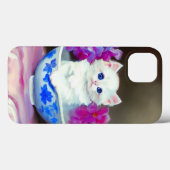  White Kitten met roze bloemen Case-Mate iPhone Case (Achterkant (horizontaal))