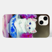  White Kitten met roze bloemen Case-Mate iPhone Case (Achterkant (horizontaal))