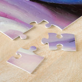 White Kitten met roze bloemen Legpuzzel (Zijkant)