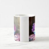 White Kitten met roze bloemen Magische Mok (Center)