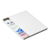 White Kitten met roze bloemen Notitieblok (Schuin)