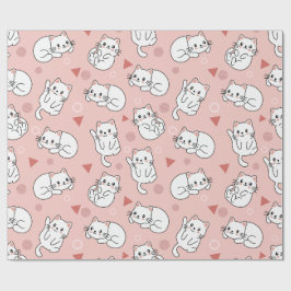 White Kitten Naadloos Ontwerp Cadeaupapier