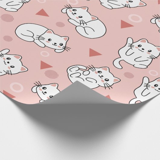 White Kitten Naadloos Ontwerp Cadeaupapier (Hoek)